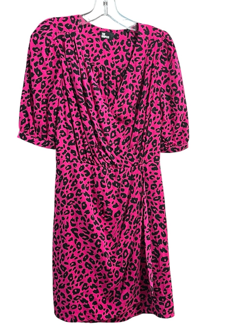 The Kooples Leopard Print Wrap Mini Dress Sz 1 S Pink Y2K Statement